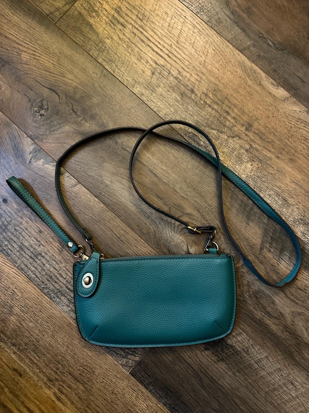 Teal Leather Crossbody Bag/Wristlet
